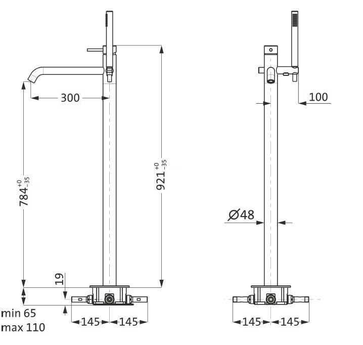 Floor standing bath and shower set