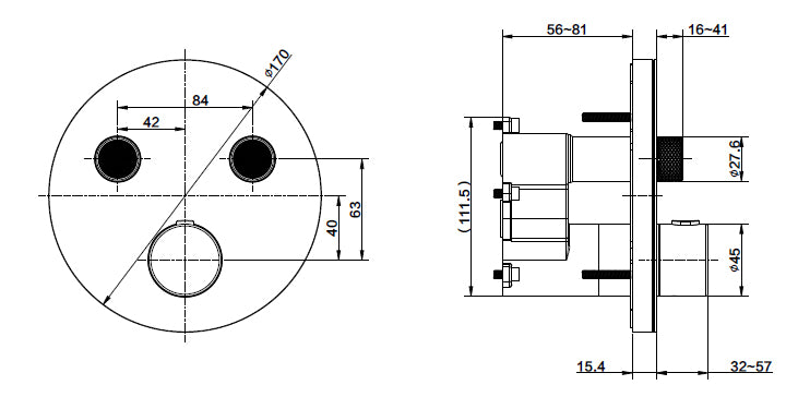 External visible parts thermostatic mixer-2 outlet