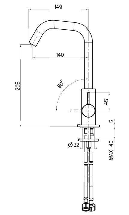 Side lever washbasin mixer