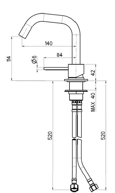 Two hole washbasin mixer without pop up waste