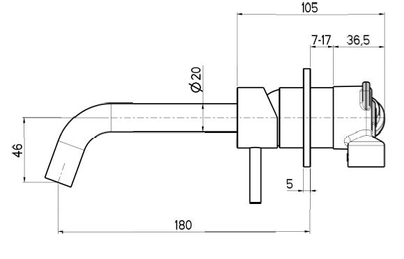 External visible parts washbasin mixer (spout 180mm)