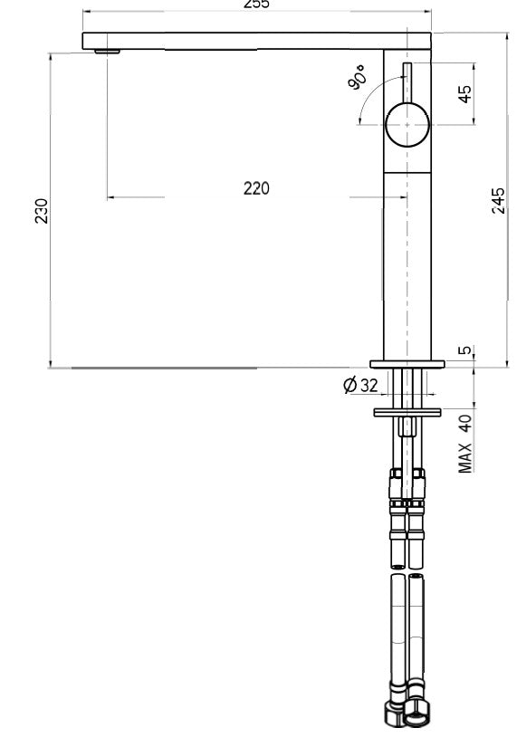 Side lever washbasin mixer