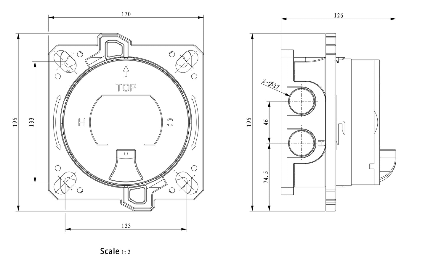 Concealed box unit for 2\3 outlet thermostatic mixer