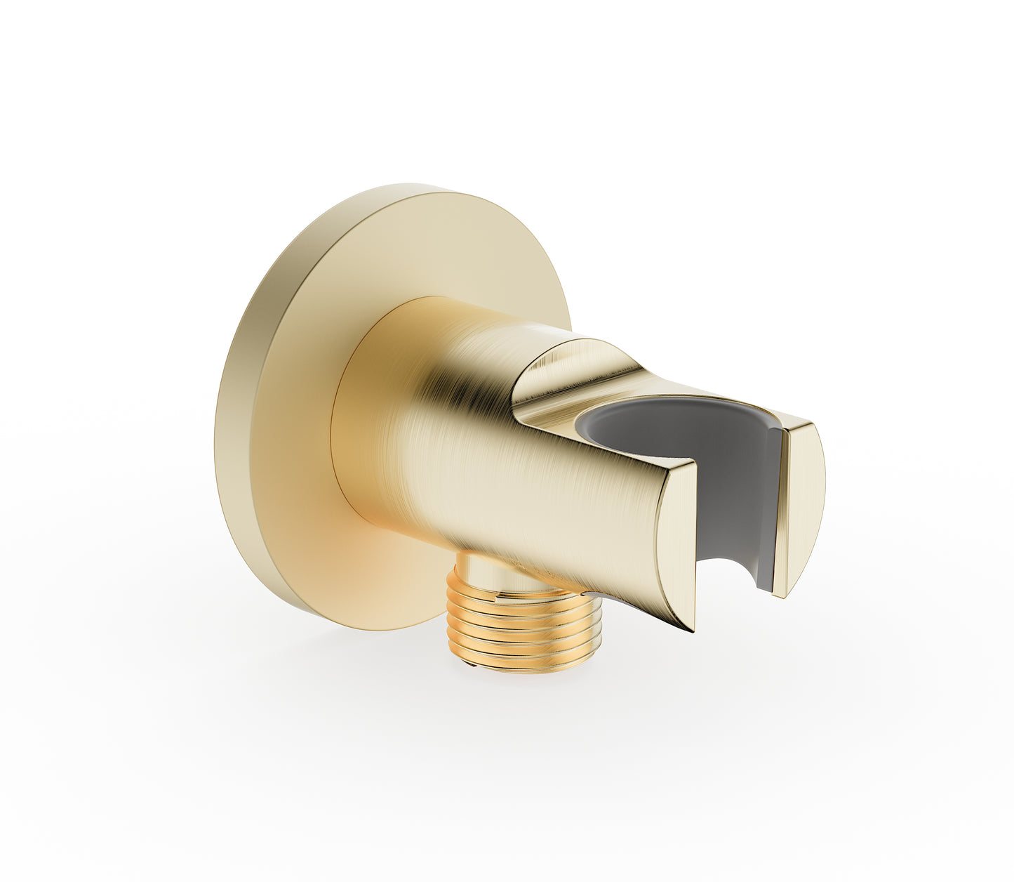 Brass wall elbow union with shower holder