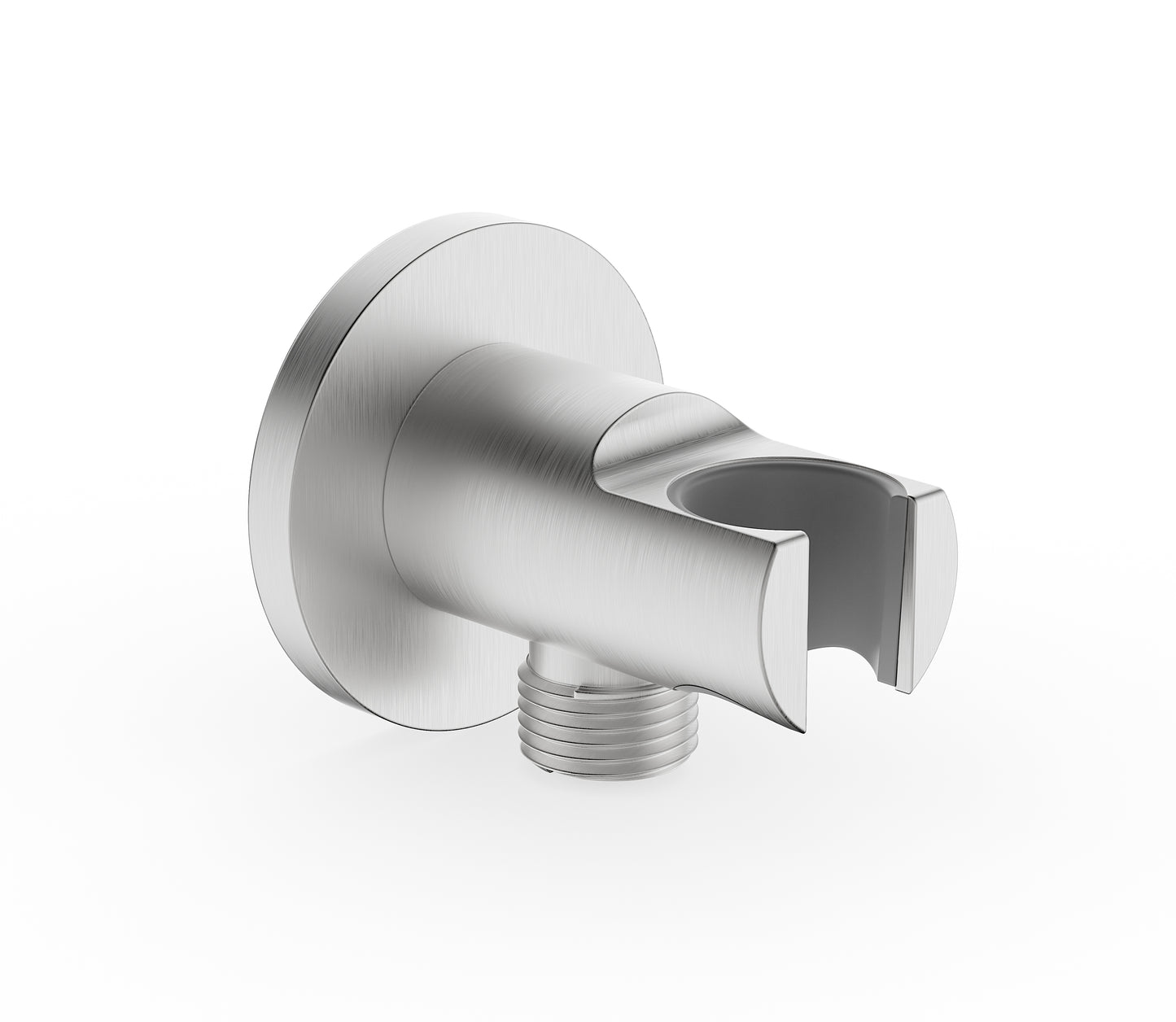 Brass wall elbow union with shower holder