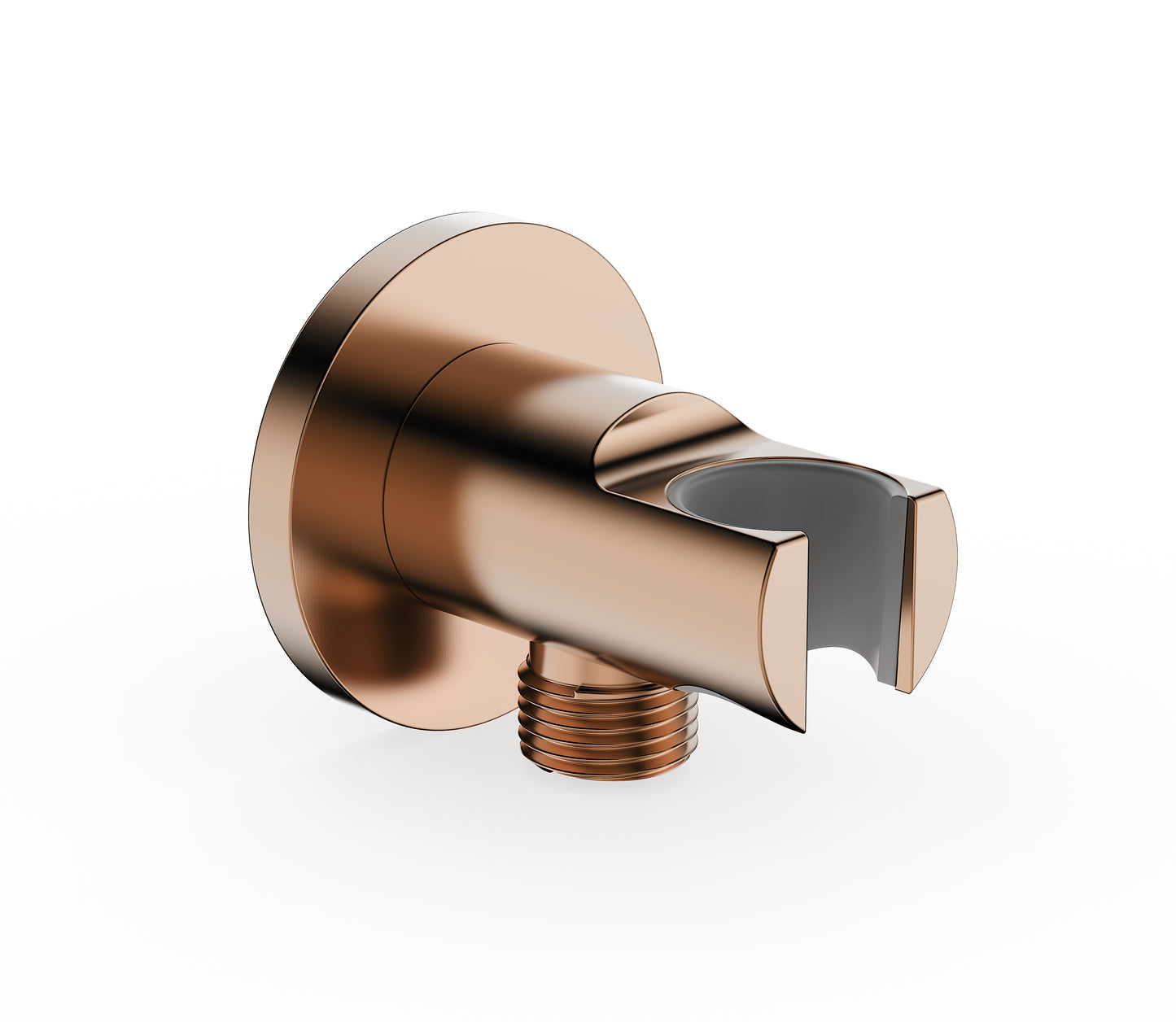 Brass wall elbow union with shower holder