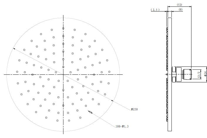 EW709111 Messing-Duschkopf 250 mm