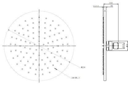 EW709111 Messing-Duschkopf 250 mm