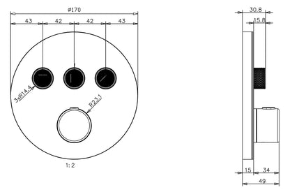 External part 3 outlet thermostatic mixer