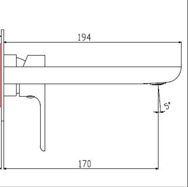 Build in washbasin spout 180mm visible part two plates