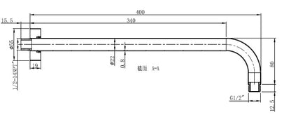 Vertikaler Duscharm aus Messing, 400 mm