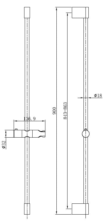 Messing-Gleitschiene 900mm