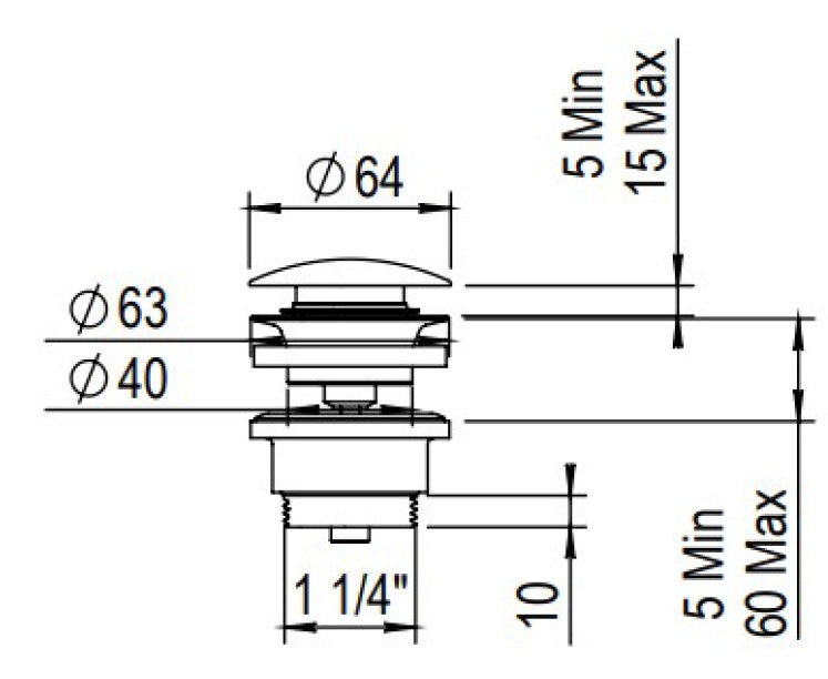 EW70729 Edelstahl-Klick-Klack-Popup-Ablaufgarnitur