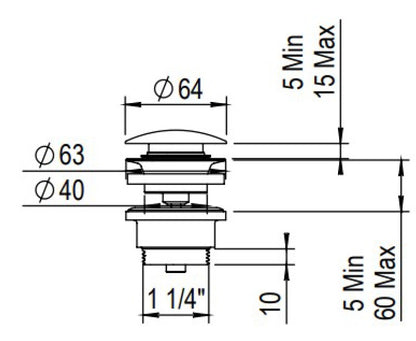 EW70729 Edelstahl-Klick-Klack-Popup-Ablaufgarnitur