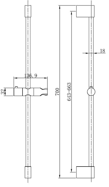 Brass sliding rail 700mm