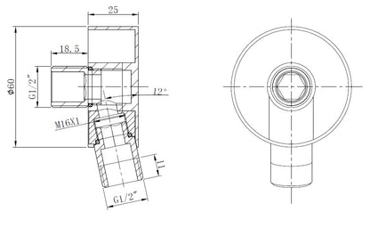 Brass wall elbow union with shower holder