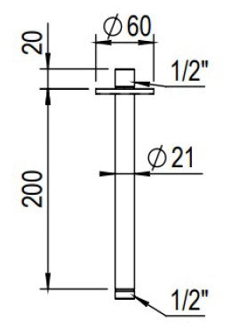 EW70969 Horizontaler Duscharm aus Edelstahl, 200 mm